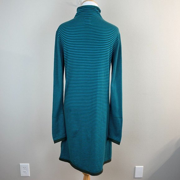 Title Nine Sweater Dress Small Teal Synergy Striped Mockneck Long Sleeve Stretch - Picture 8 of 12